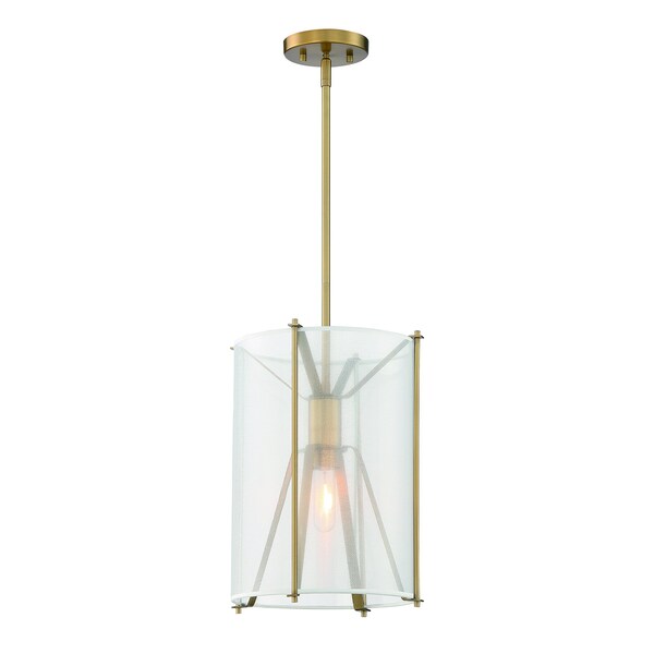 Designers Fountain Daybreak 60 Watt 1 Light Old Satin Brass Pendant with Organza Fabric Shade D223M-12P-OSB - main
